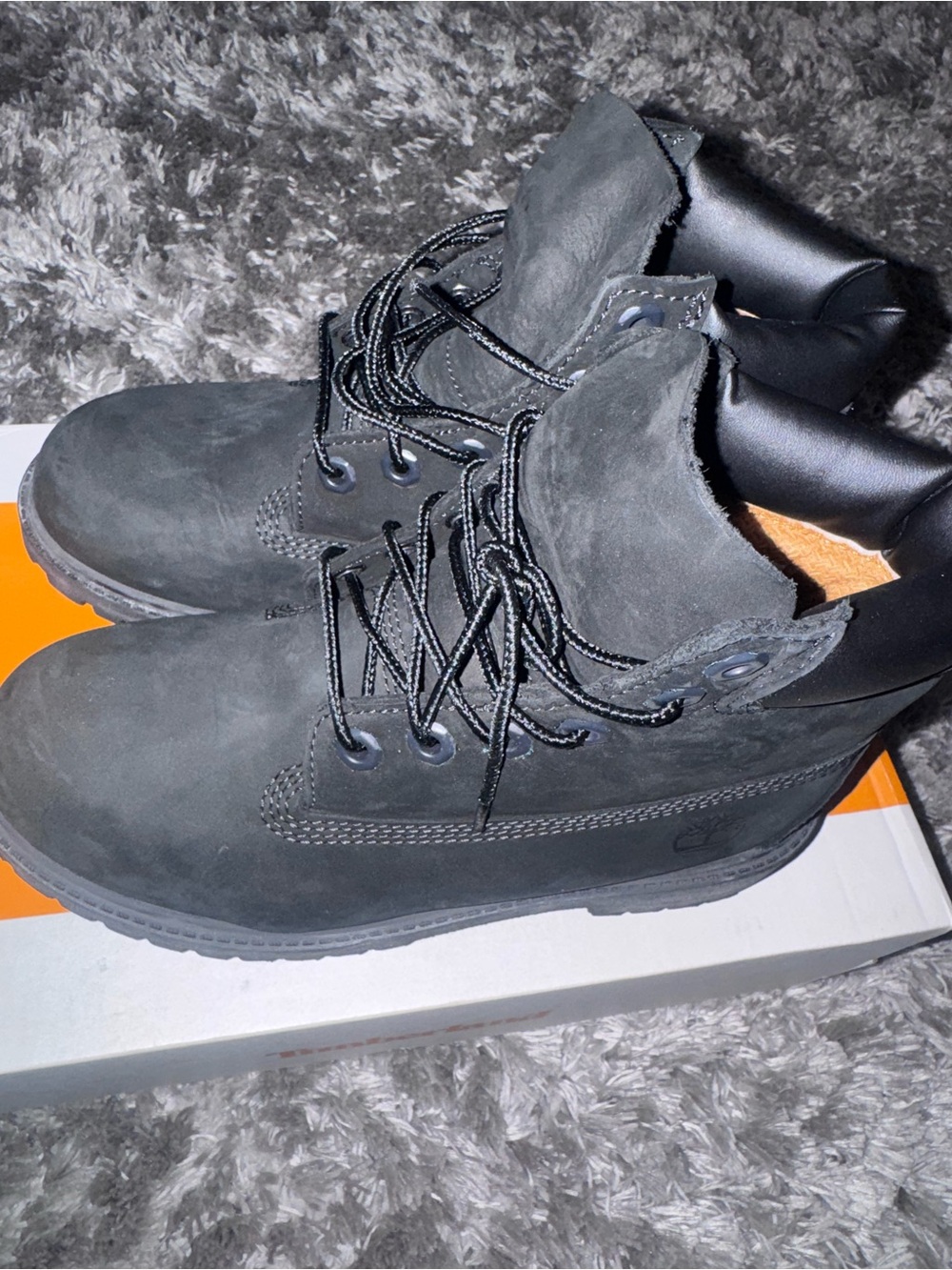 Timberland Kids Black Nubuck Lace-Up Boots